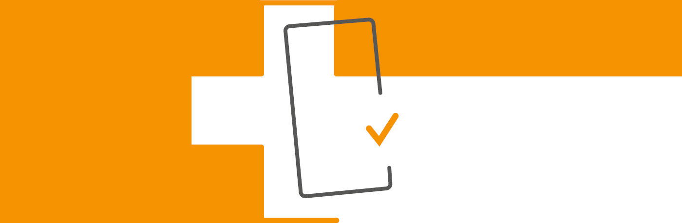 Orangene Fläche mit Handy-Icon