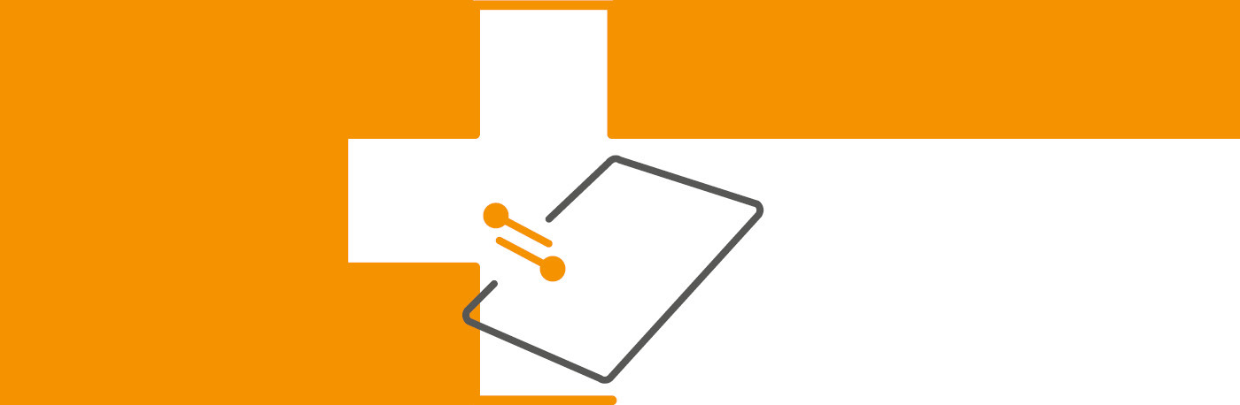 Orangene Fläche mit Handy-Icon
